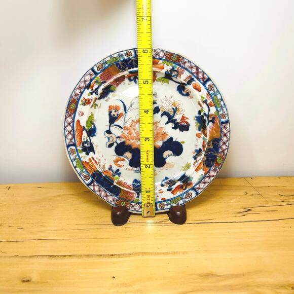 Antique 1813-1820 Masons Ironstone 6" Plate Water Lily Pattern, Signed 1/2 - 6" - Picture 4 of 5